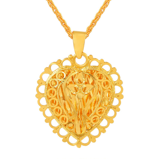 Brass Gold plated Handcrafted Jaili Work Heartshape Fashion Pendant