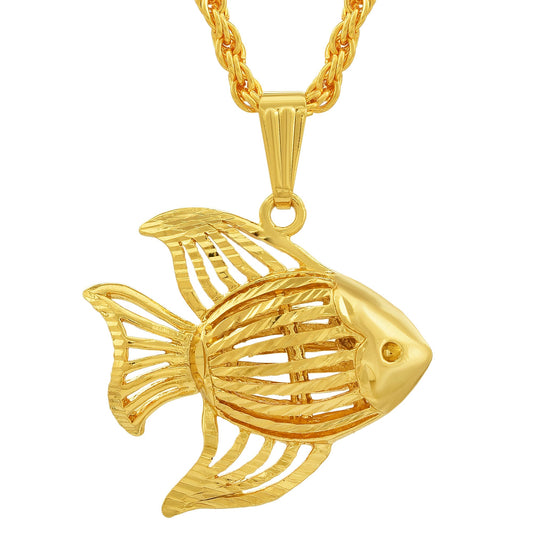 Gold plated swimming Fish fashion pendant Men Women