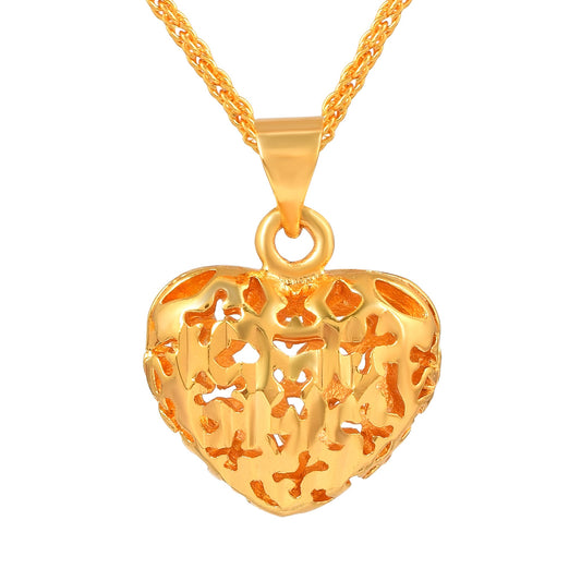 Brass Micron Gold plated Handcrafted jaali Work reversible Heartshape Fashion Pendant