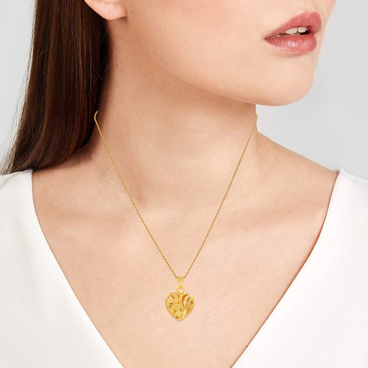 Brass Micron Gold plated Handcrafted JAALI Work Both side wearable Heartshape Fashion Pendant