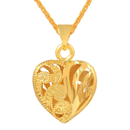 Brass Micron Gold plated Handcrafted JAALI Work Both side wearable Heartshape Fashion Pendant