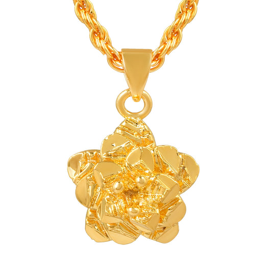 Brass Goldplated Rose Flower 3D Fashion Pendant