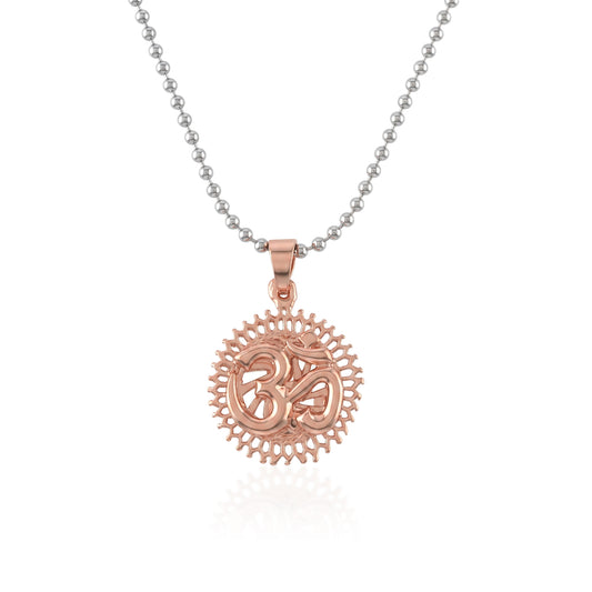 Pure Copper Hindu Om Pendant with Chain for Men & Women (PCUP4556)