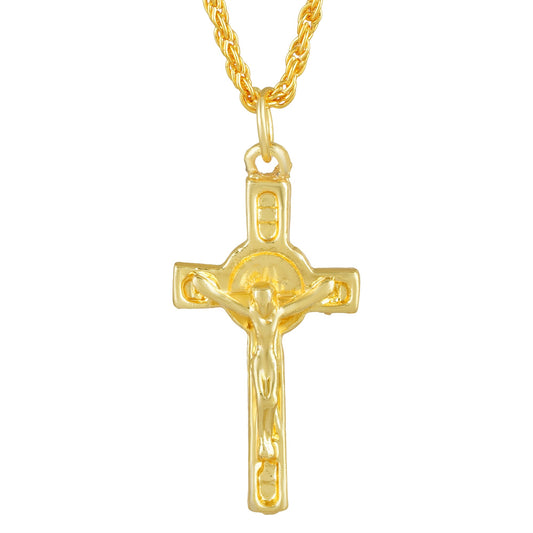 Gold plated Cross and Jesus Pendant