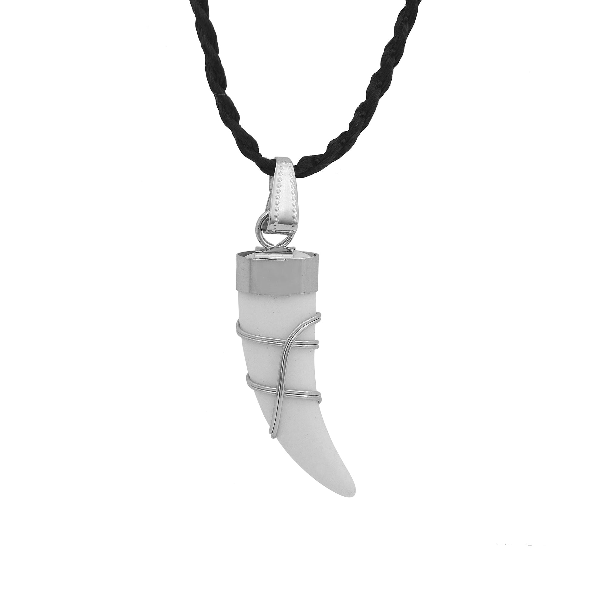 White Silver Plated Faux Ivory Wired Elephant Tooth Design Fashion