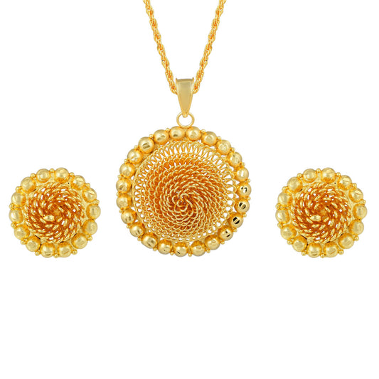 Brass Gold plated Rasrawa Rose Flower design Super stylish designer Jewellery Traditional Pendant Set