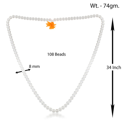 White Crystal Rosary bead Puja Jap mantra Mala Pushkar purified and energised (RBNI8314)