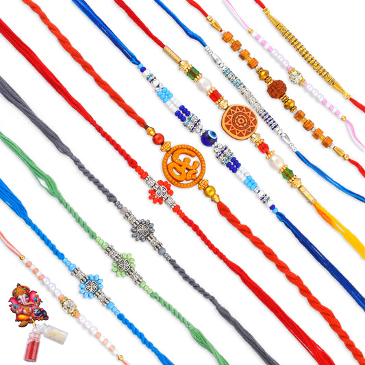 Family Pack Rakhi combo Assorted designs (Pack of 12) RKSC0076