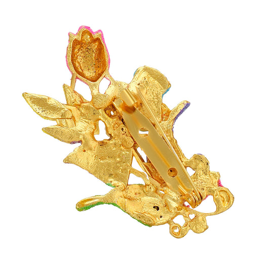 Brass Goldplated Floral design Zari Finish Sareepin Dupatta pin Brooch