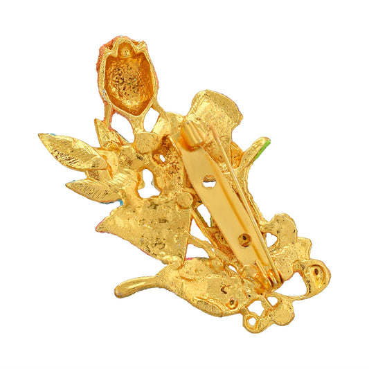 Brass Goldplated floral Bouquet design Zari Finish Sareepin Dupatta pin Brooch