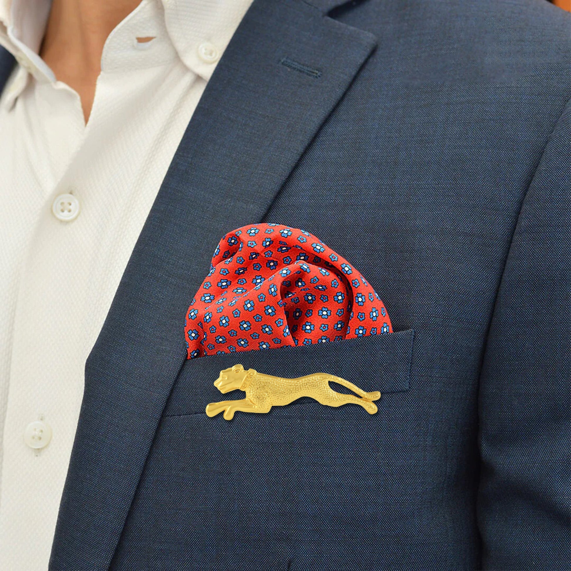 Brass Micron Gold plated Jaguar Tiger design Fashion Brooch Men