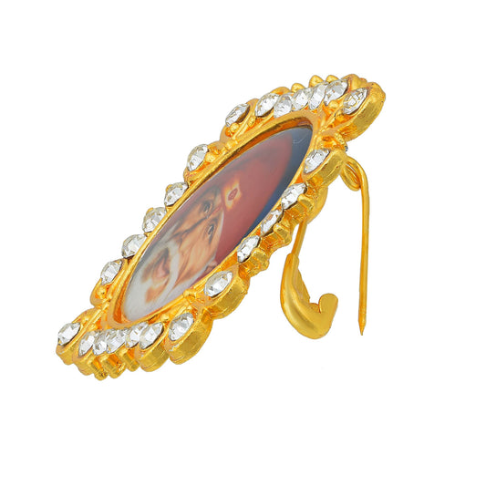 Gold plated CZ Sai Baba Brooch