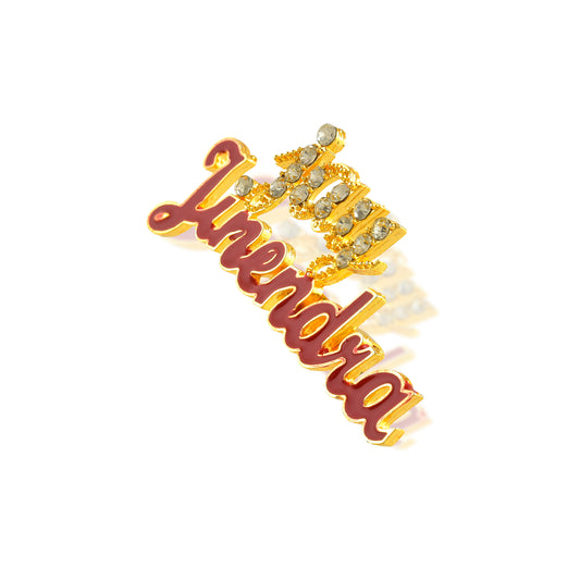 Brass Gold White Cubic Zirconia JAY JINENDRA Religious Jain spiritual Brooch lapel saree(SPKL7835)
