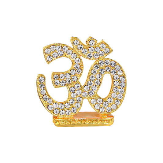 Goldplated CZ studded OM stand for Home decor (STKL0502)