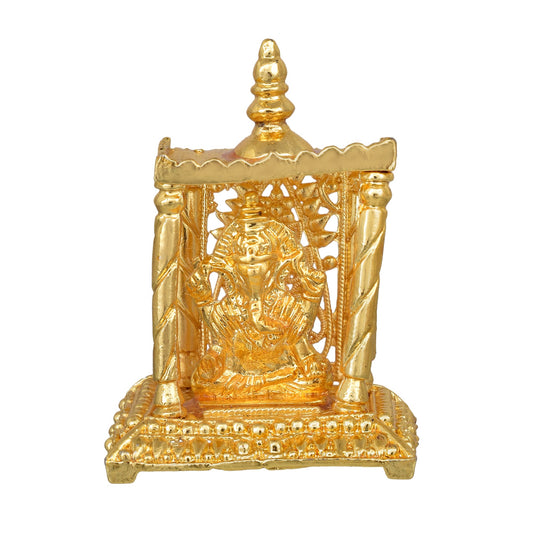 Gold Plated, Ganpati, Vinayak, Ganesh Temple Stand Idol