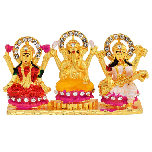 Gold Plated Brass, Lakshmi, Ganesh, Saraswati, Stand