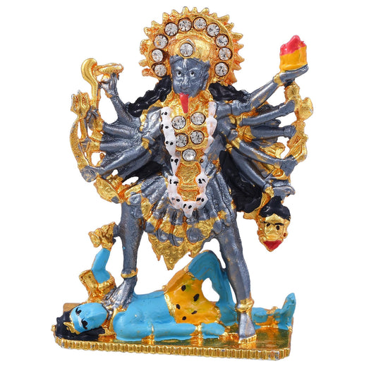 Brass Colourful Maa Kaali, Chandi MATA Stand, Idol Home Decor