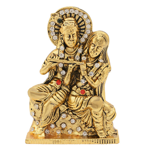 Brass CZ Studded, Heavy Radha Krishna Idol Stand