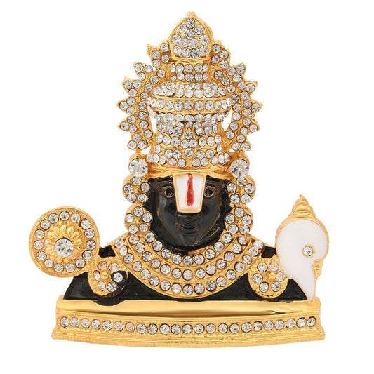 Micron Goldplated Heavy Brass Tirupati Balaji Idol Stand for Homedecor (STKL7504)