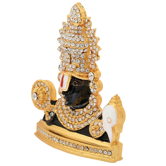 Micron Goldplated Heavy Brass Tirupati Balaji Idol Stand for Homedecor (STKL7504)