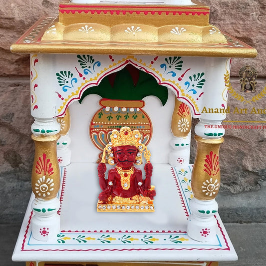 Brass Goldplated Red Colour Nakoda Bhairav Jain Idol