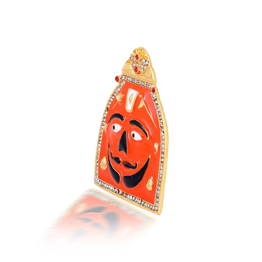 Brass Red Enamelled Salasar Balaji Murti Hindu Puja Stand