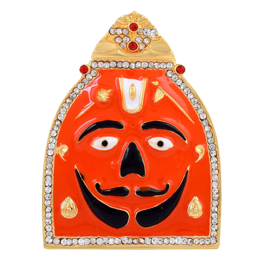 Brass Red Enamelled Salasar Balaji Murti Hindu Puja Stand