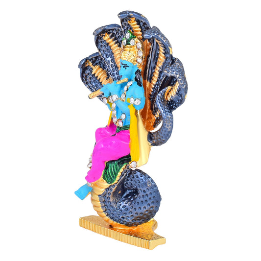 Brass Meenakari CZ Kaalia Nag Krishna idol figurine murti stand (STKL7744)