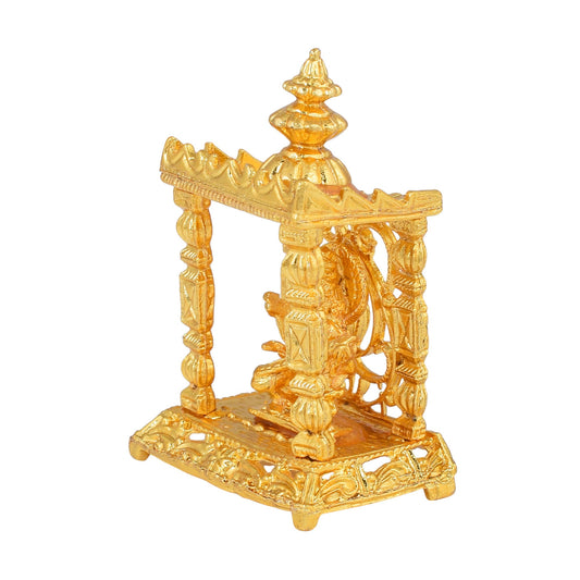 Brass Goldplated Goddess Maa Saraswati Temple Stand Idol