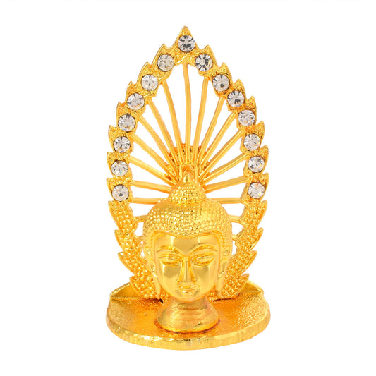 Gold Plated Brass Buddha Head Idol Home Decor