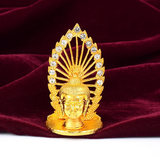 Gold Plated Brass Buddha Head Idol Home Decor