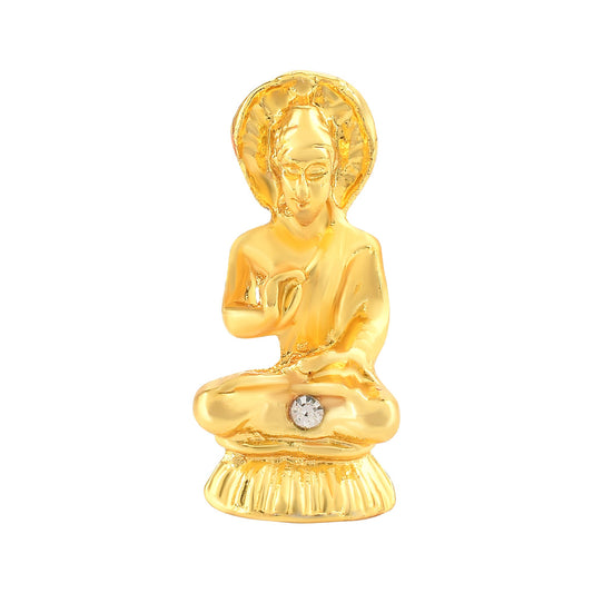 Brass Goldplated CZ Buddha Car Stand Murti Car Decor