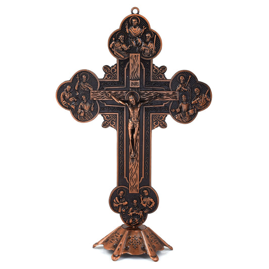 Copper Vintage polish finish Super Big Size Jesus Christian Cross Crucifix Stand Home decor