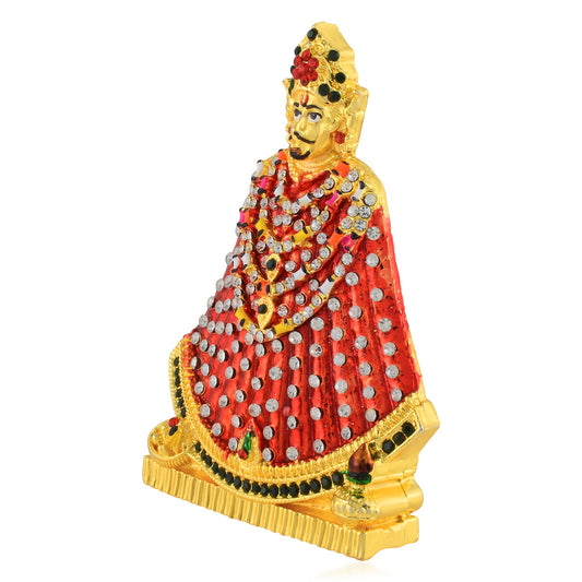 Brass Gold Plated Colourful Ricj Big Size Khatu Shyam ji Hindu Idol Home Decor Stand