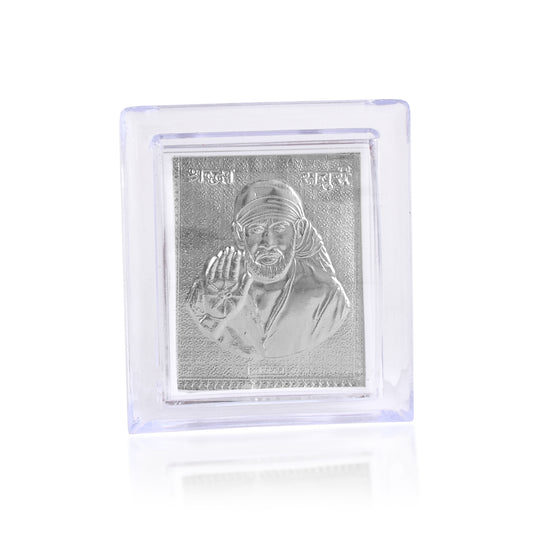 Pure Silver(0.999) foil Shirdi Sai Baba stand photo frame (PCRR3527)