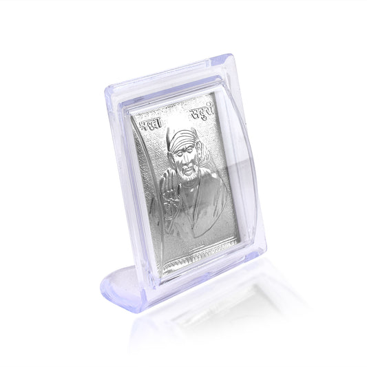 Pure Silver(0.999) foil Shirdi Sai Baba stand photo frame (PCRR3527)