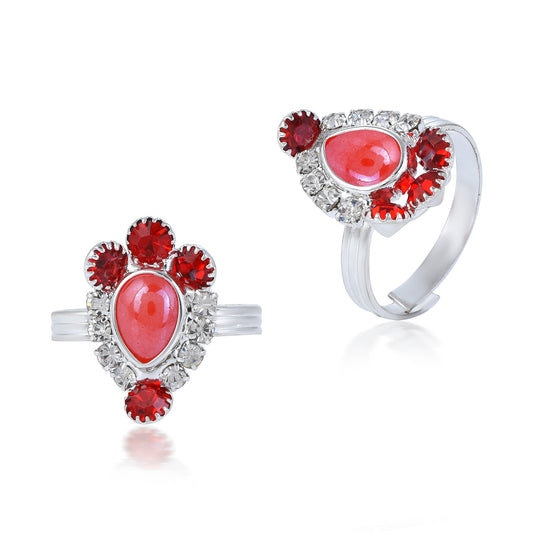 Silverplated Red Stone colourful CZ Bichiya Toering