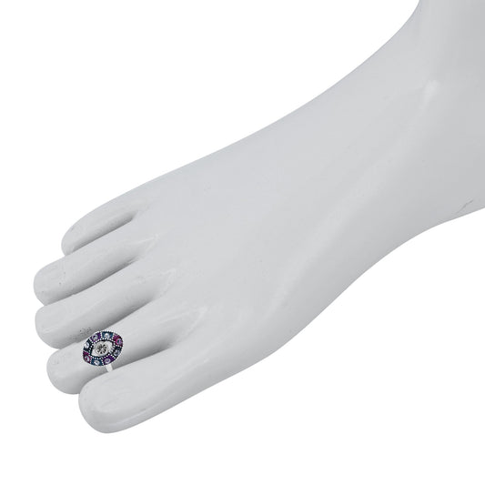 Silver plated, Meenakari CZ Adjustable bichiya toe ring Women