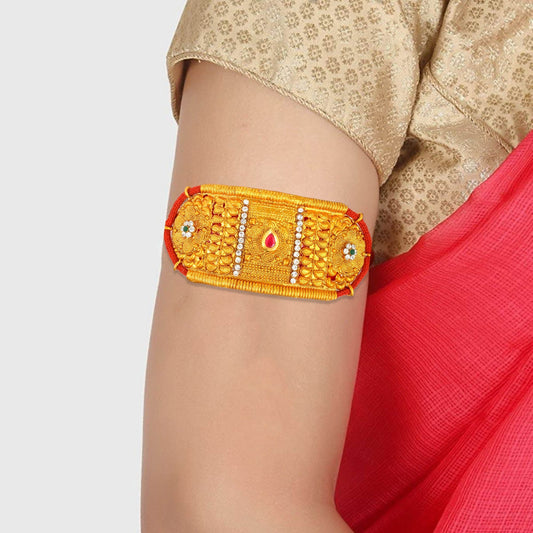 Silky Cotton Rasrawa Kundan Traditional Armlet Bajubandh