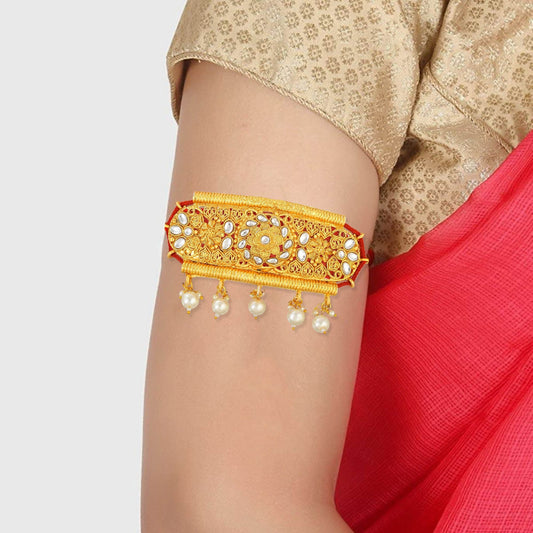 Brass Goldplated Fabrrix Base Traditional Bajubandh Armlet