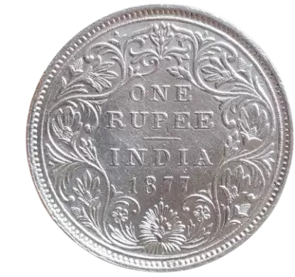 Pure Silver British Era rare antique Queen Victoria old coin Bombay Mint 1877 (COSC5244)