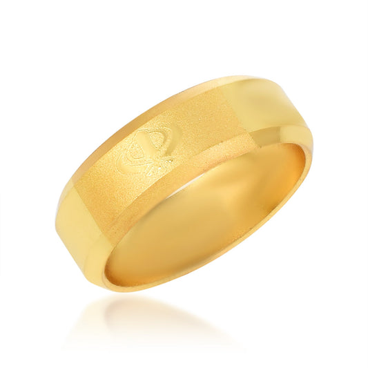 Gold plated Sikh Sardar Punjabi Khanda Engraved, designer stylish fashion wedding band ring